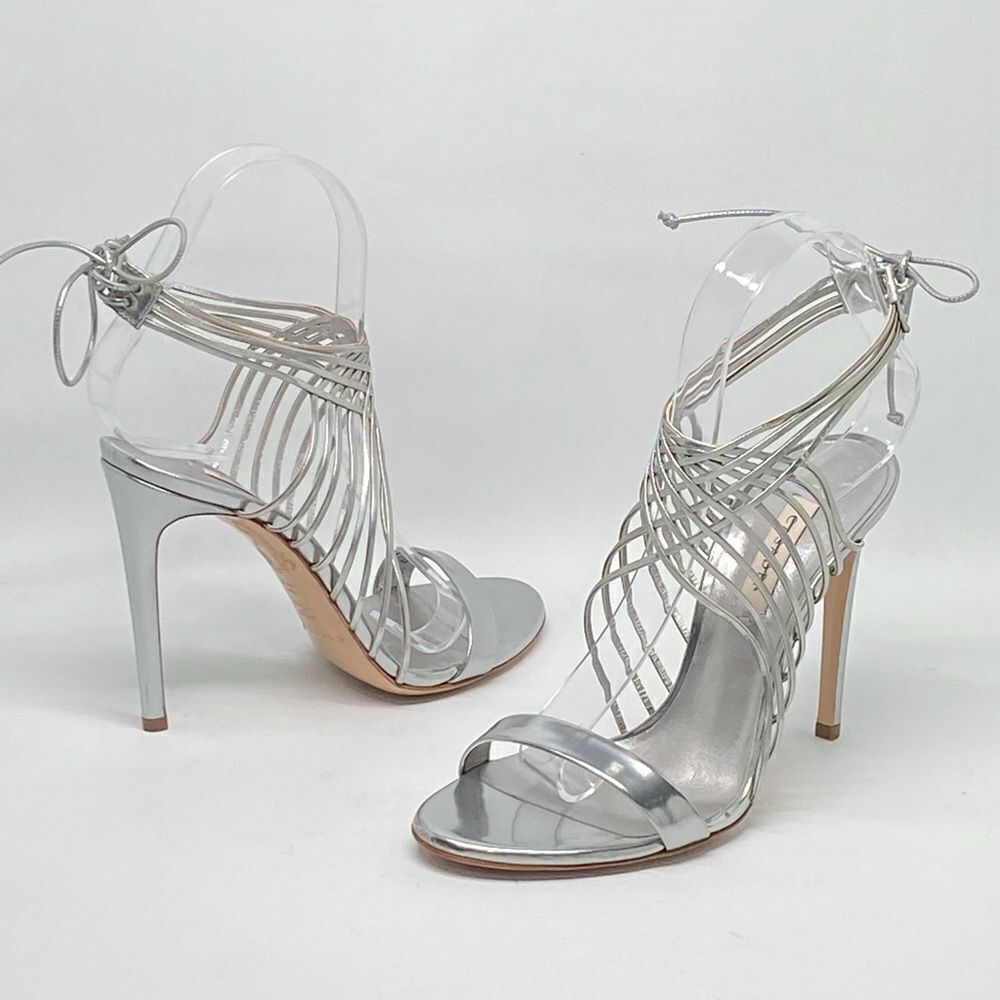 Casadei Multi-strap metallic leather sandals size 6.5